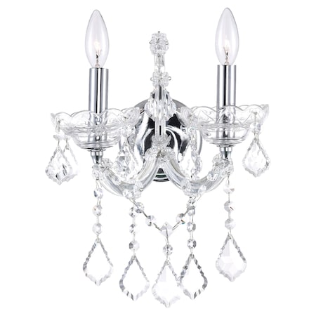 Cwi Lighting Maria Theresa 2 Light Wall Sconce With Chrome Finish 8318W12C-2 (Clear)